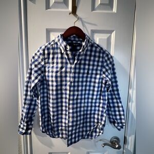Ralph Lauren Polo Blue & White Gingham Shirt - Boys Size 10 - Classic Fit Kids